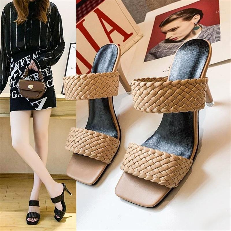 

2020 Summer Fashion Open toe High Heel Shoes Women Slippers high quality Ladies Street Beach Sandals Casual Breathable Shoes1, Beige