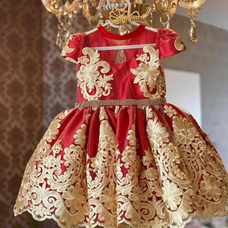 

Girl's Dresses Summer Girl Dress Baby Birthday Party Toddler Formal Born Clothing Princess Kids For Girls, Red;yellow