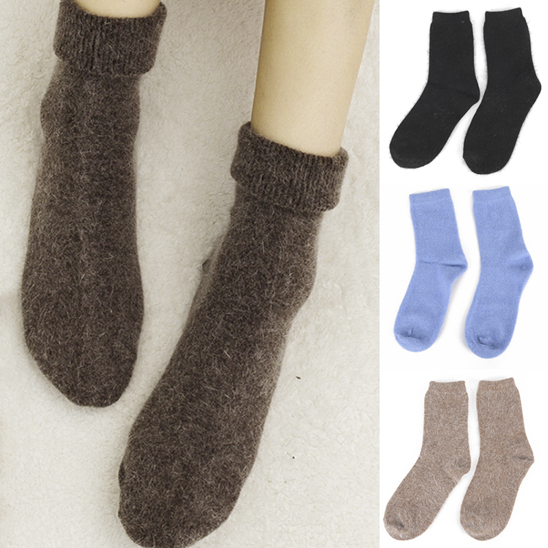 

Super Thicker Solid Socks Angora Cashmere Women Girls Socks Winter Warm Funny Happy Female Women Socks, Brown