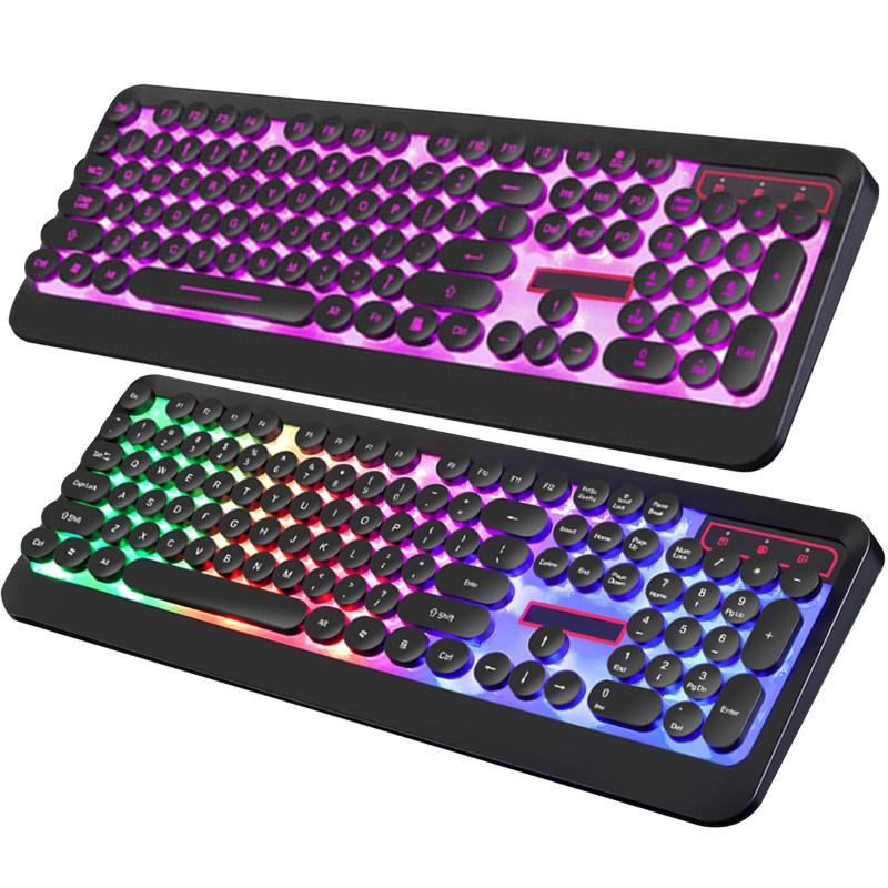 

1pcs 200mA Gaming Keyboard USB Wired Round Keys Gaming Keyboard With 3-Color Backlight For Computer No Driver Required