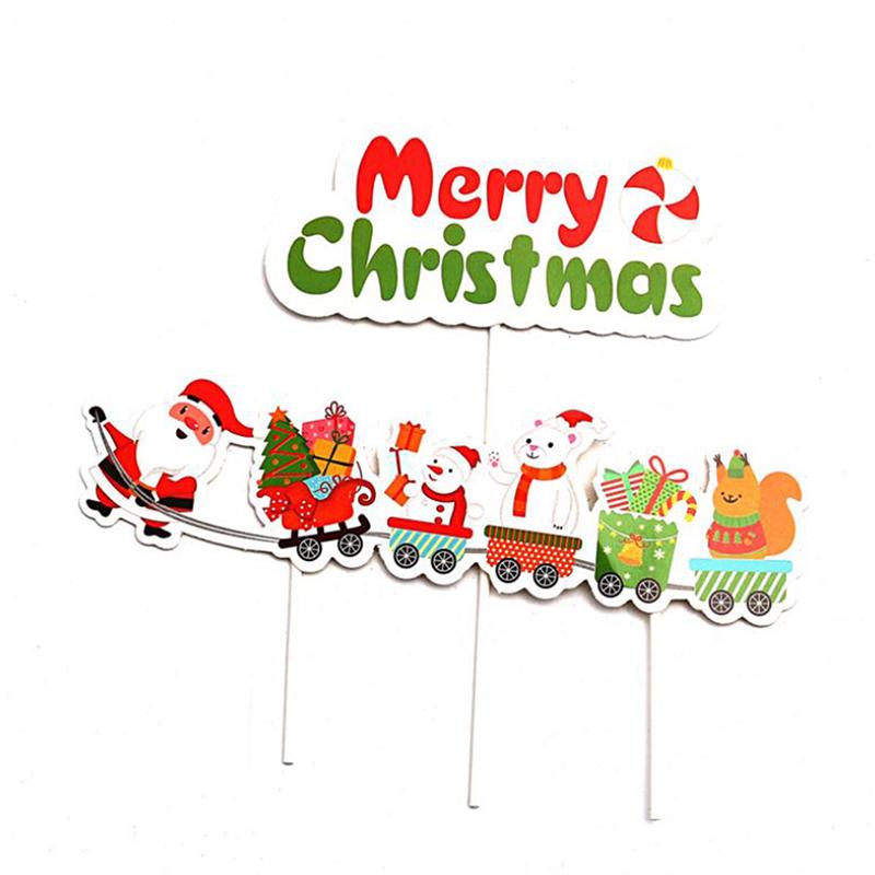 

1Set Merry Christmas Letter Cake Topper Santa Claus Snowman Train Cake Topper Decoration Christmas Decorations For Home Table