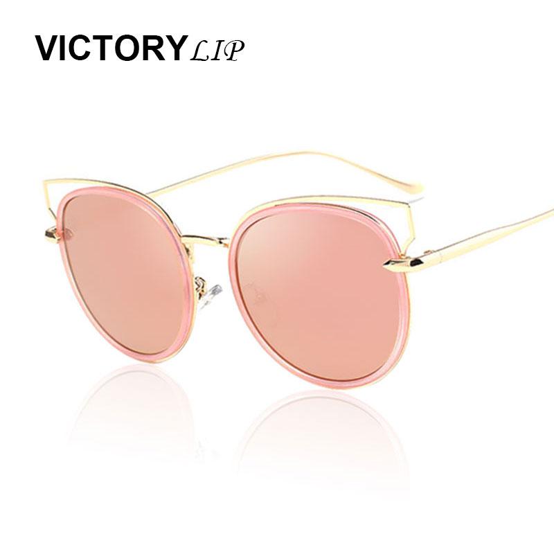

VictoryLip Vintage Cat Eye Round Circle Lens Brand Designer Mirror Sunglasses Women Female Fashion UV400 Lady Retro Sun Glasses