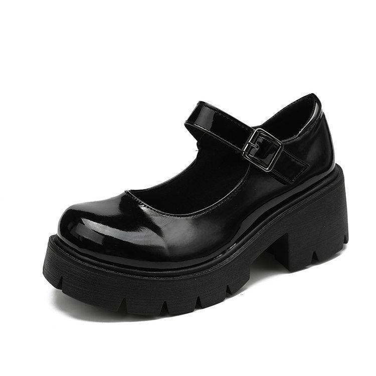 

Women Shoes Japanese Style Lolita Shoes Women Vintage Soft Sister Girls High Heel Platform College Student Mary Jane, Matte black