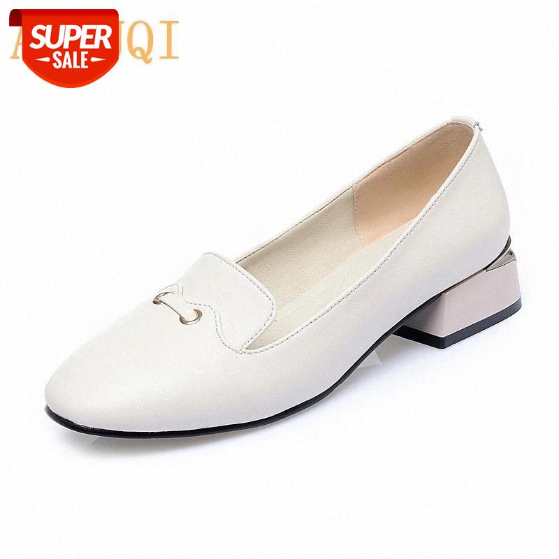 

AIYUQI Women's Shoes Spring 2020 New Genuine Leather Ladies Shoes Square Head Profession Heel Work Fashion Women #rJ7B