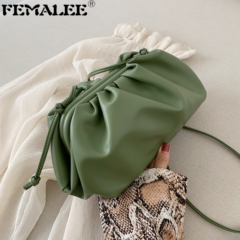 

Leather Envelope Cloud Soft Wrinkled Dumpling Shoulder Messenger Bag Luxury Handbags Designer Evening Clutch Pouch Purses Q1208, Black