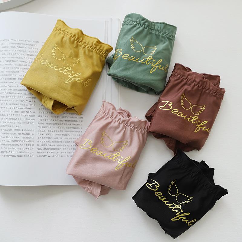 

Women Underwear 2020 New Fashion Panties High Quality Color Women's Briefs Ice Silk Traceless Female Underpanties, Black