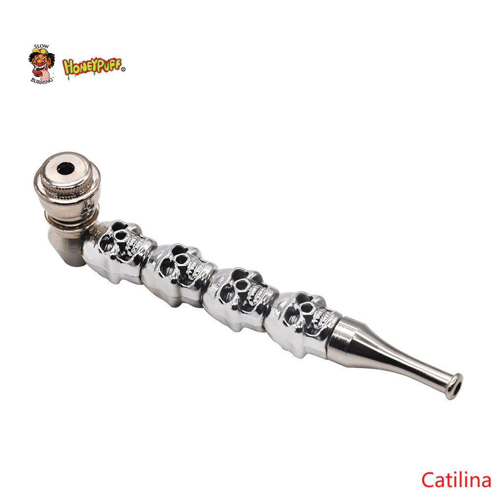 

Skull Metal Smoking Pipe Premium Zinc Alloy Hand Spoon 128MM Detachable Washable Pipe Tobacco with Cove For Dry Herb DHL