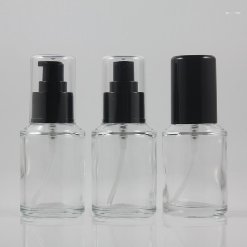 

60ml Empty Glass Clear Spray Bottle,2oz Lotion Pump Container1