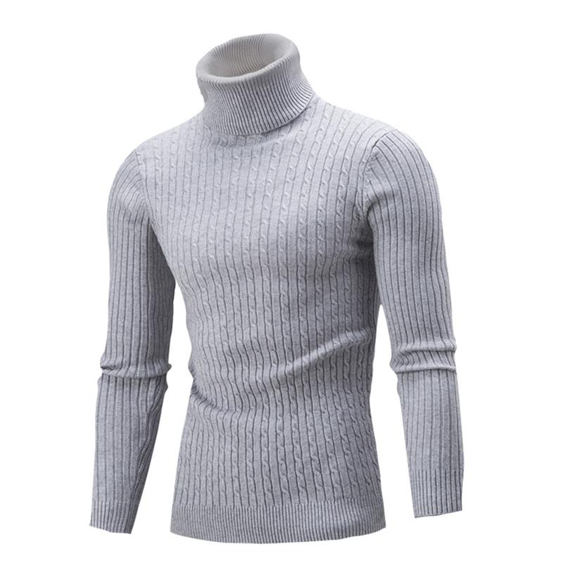 

Men Solid Color Knitted Top Autumn and Winter Basic Shirts Turtelneck Male Long Sleeve Casual Pullover Sweater, Black