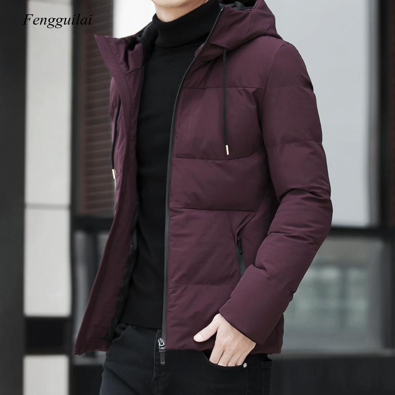 

Winter High Quality Men Parka Outwear Warm Casual All-Match Men's Coat Male Hooded Jackets Windproof Padded Overcoat Coat, Black