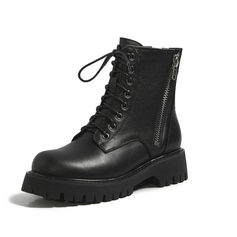 

2021 Motorcycle Autumn Winter New Genuine Leather Women Ankle Boots Night Club Shoes Woman Cx2j, Black