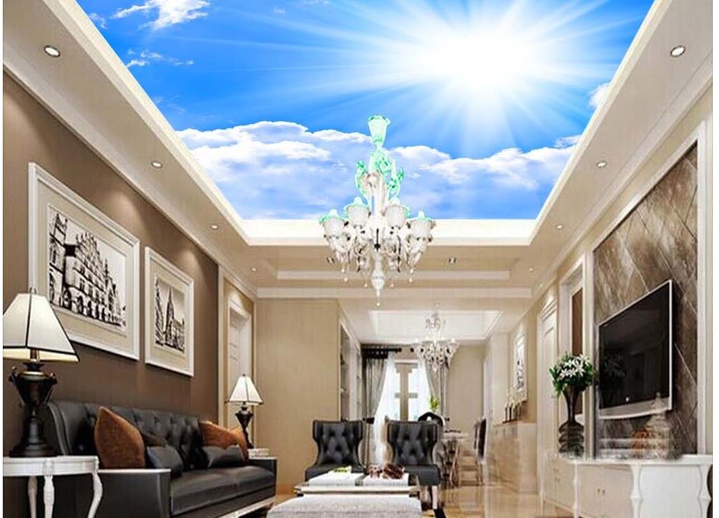 

Beautiful blue sky and white clouds sky ceiling background wall 3d ceiling murals wallpaper