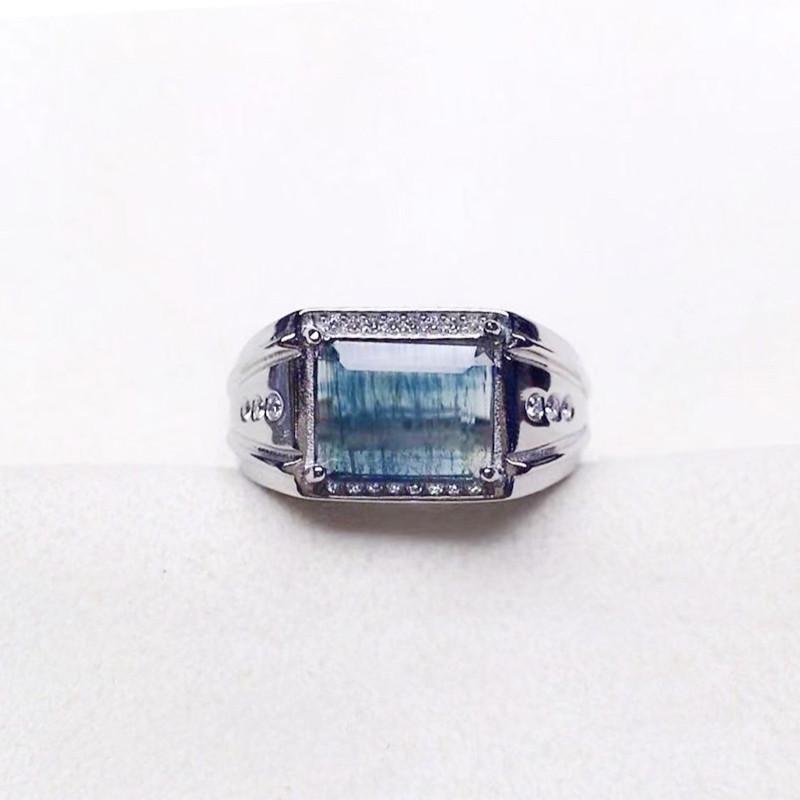 

Cluster Rings Men Ring Natural Real Black Sapphire Rectangle Per Jewelry 9*11mm 5ct Gemstone 925 Sterling Silver Fine X211225, Golden;silver