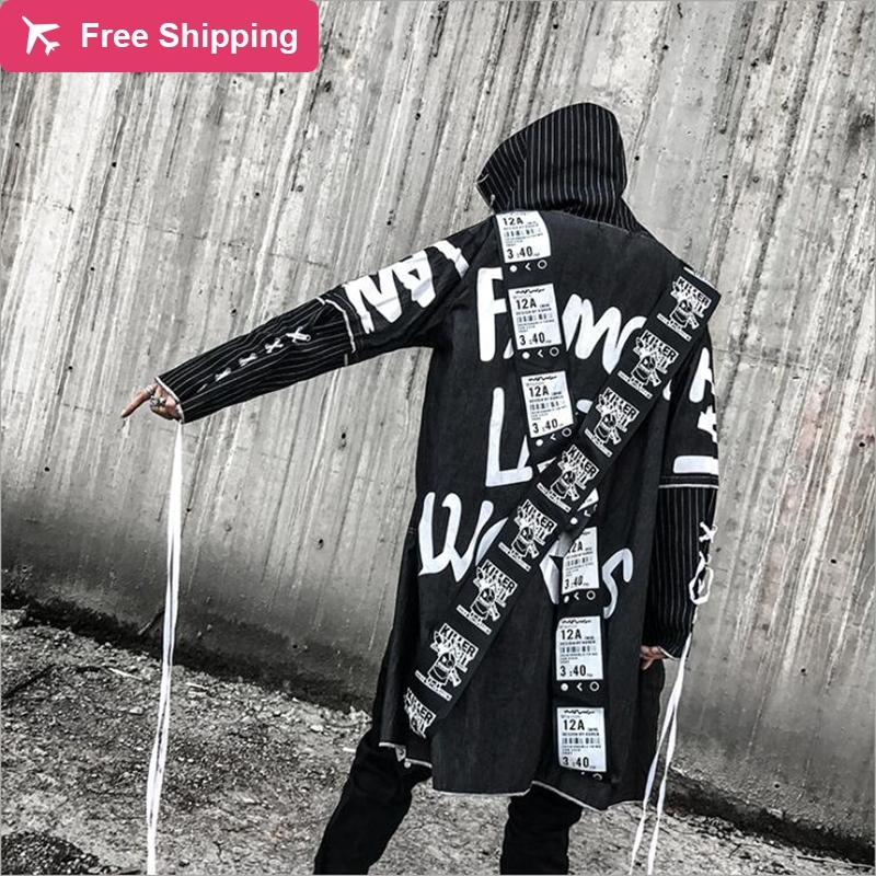 

Nagri dropshipping suppliers I a 2020 new spring hip hop men jenna jacket cross tape decorative metal ring with hoodie, Black