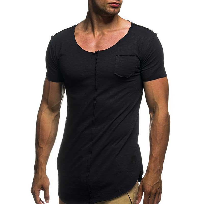 

Men Fashion Patchwork T Shirt Short Sleeve Solid Men's T-shirt Casual Summer Top Tee Shirts Mens Fitness Slim, White