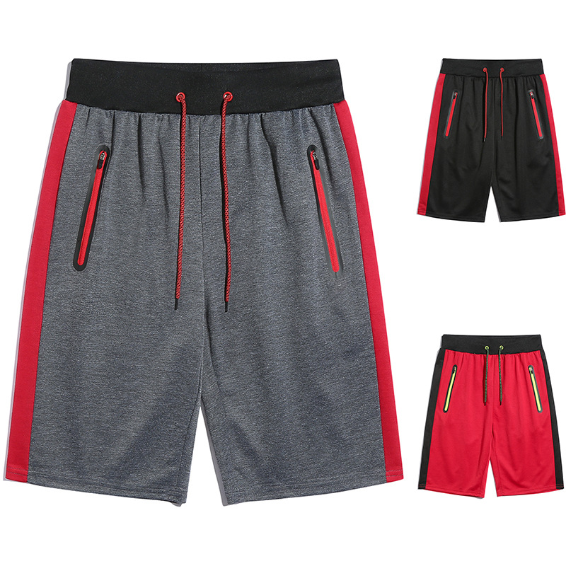 

Summer Fashion Patchwork Short Pants Mens Fitness Bodybuilding Shorts Sportswear Jogger Causal Streetwear, Red
