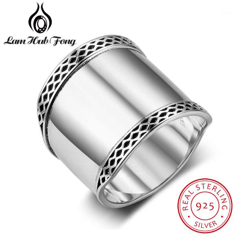 

925 Sterling Silver Rings for Women 20mm Wide Wedding Bands with Wave Lace Rings High Quality Present1
