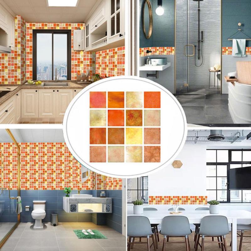 

30Pcs/Set Tile Wall Stickers Flat Colorful Marble Mosaic Hard Kitchen Bathroom Wardrobe Home Renovation Wallpaper PVC Art Mural