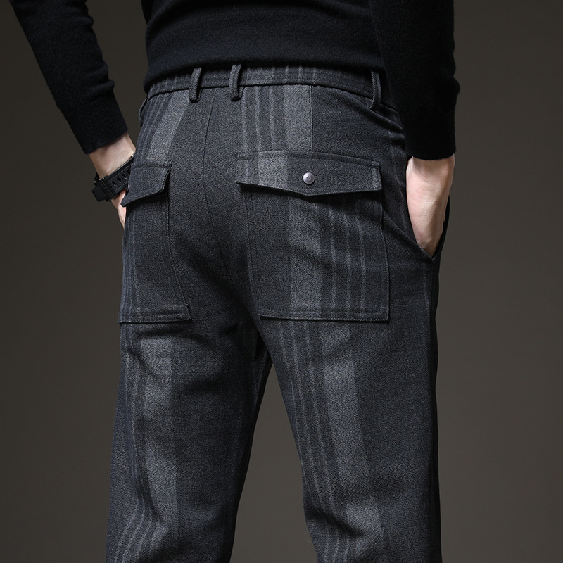 

2020 Style Korea Dress Men's Striped Pockets... Wool Suit Pants for Man's Casual Cargo of Pant Clothes. 2x7f, Game
