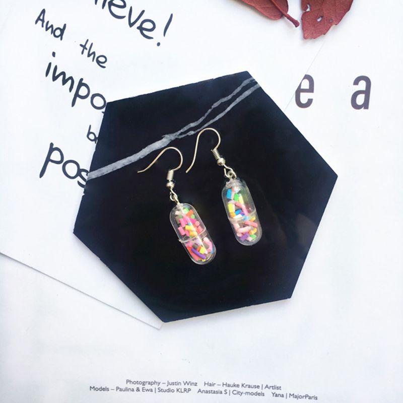 

1 Pair Creative Transparent Mini Man Candy Earrings Vintage Style Minimalism Concise Design Female Ear Pins Jewelry Gift