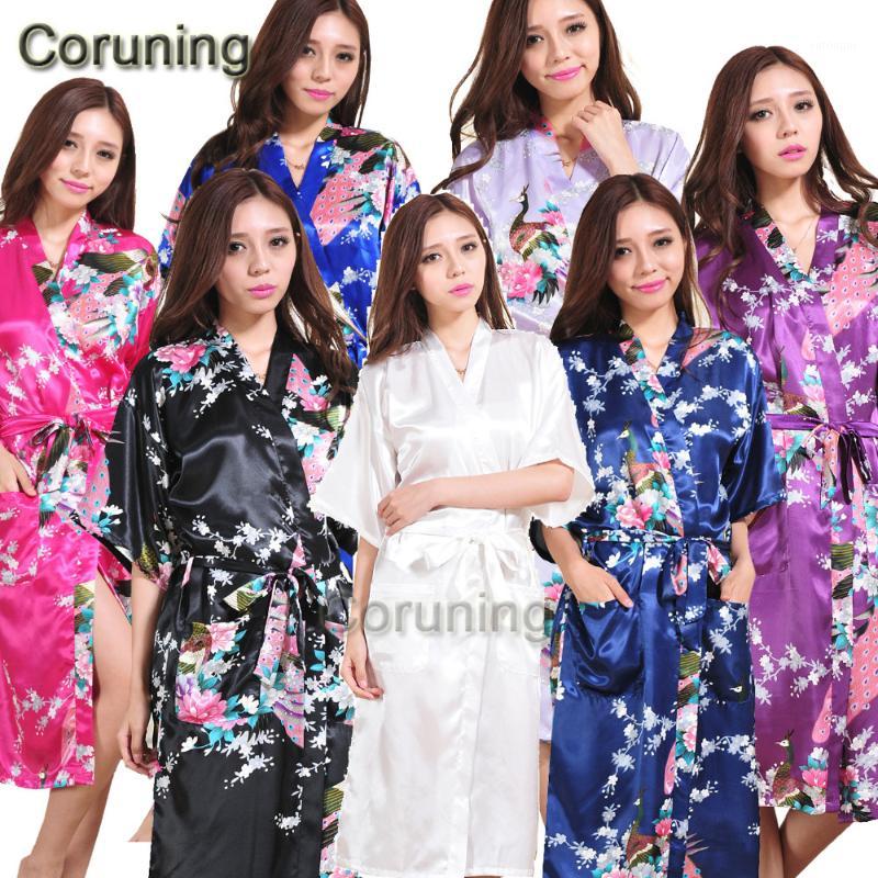 

Wholesale- L1686 Hot Floral Bridesmaids Robe Solid Bride Robe Female Kimono Robe Gown Summer New Satin Nightgown Sleepwear Flower Pajamas1, White