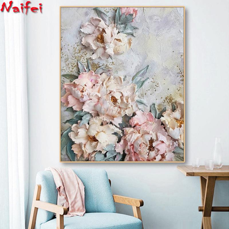 

Flowers Art rose peony DIY 5D Diamond Painting Full square Round drill Mosaic diamond cross stitch Embroidery Home Decor