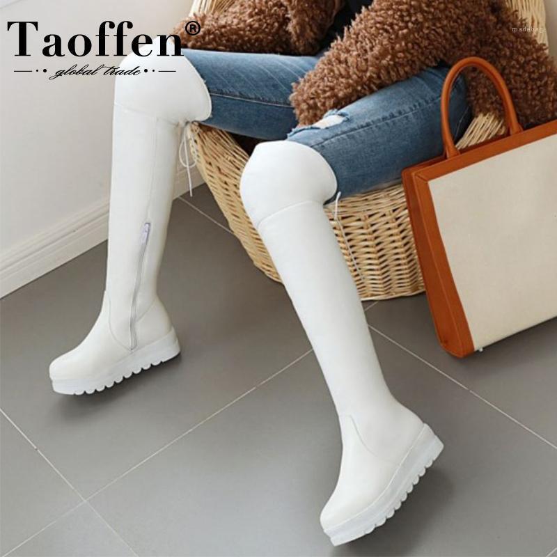 

Taoffen Women Over Knee Snow Boots Trifle Round Toe Zipper Shoes Winter Warm Boots Women Fashion Party Footwear Size 34-431, Black