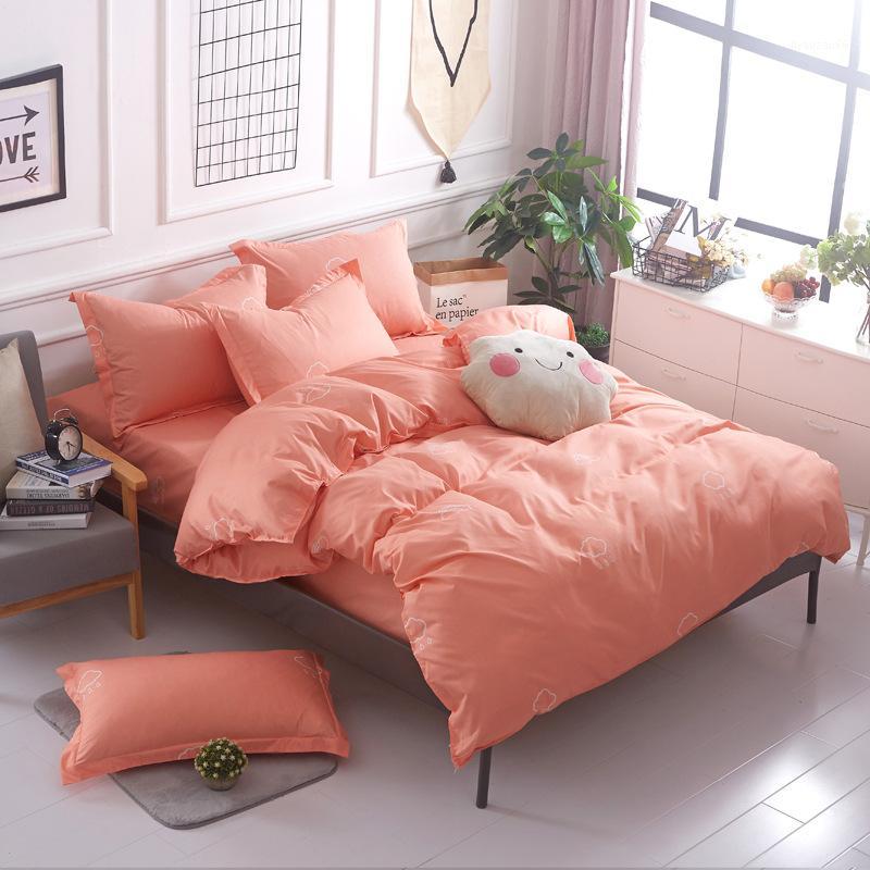 

Simple and generous -Checks and stripes 4pcs Bedding set Cotton bed sheet +duvet cover + pillowcase dekbedovertre bed linen set1, Two pillowcases