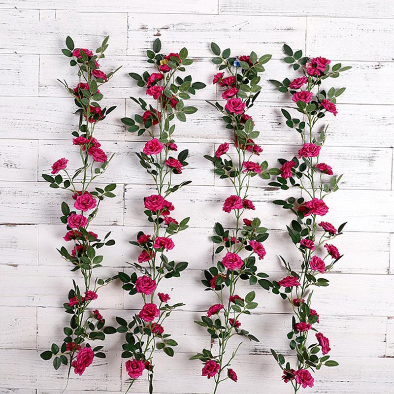 

Silk Flower Rattan Strip Wisteria Flower Vine DIY Craft Fake Flowers Plants for Wedding Decoration Home Garden Party Kids Room1, Red