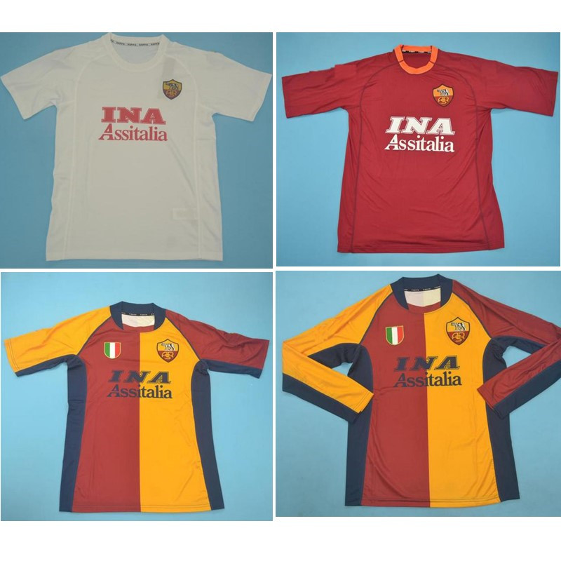 

Top 00 01 02 Roma Retro soccer jerseys TOTTI football shirt 2000 2001 2002 BATISTUTA jersey rome Classic maillot de foot, Roma0102home