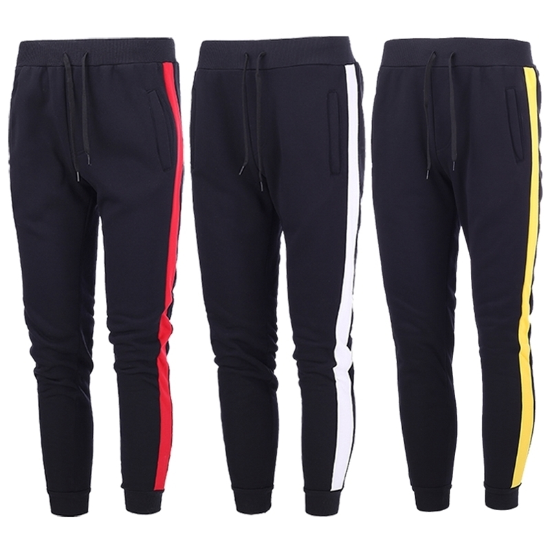 

Mens Joggers Casual Pants Men Fitness Sportswear Tracksuit Bottoms Skinny Sweatpants Trousers Side Stripe Gym Jogger Track Pants 201126