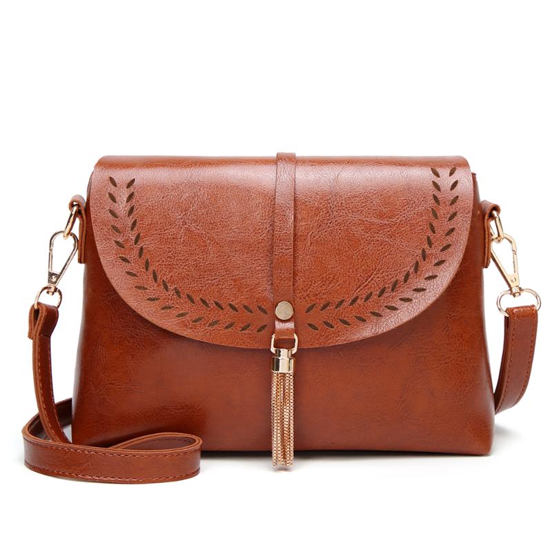 

New Fashion Women Flap Bag Retro Shoulder Bag Messenger Ladies Fashion Tassel Handbag, Black