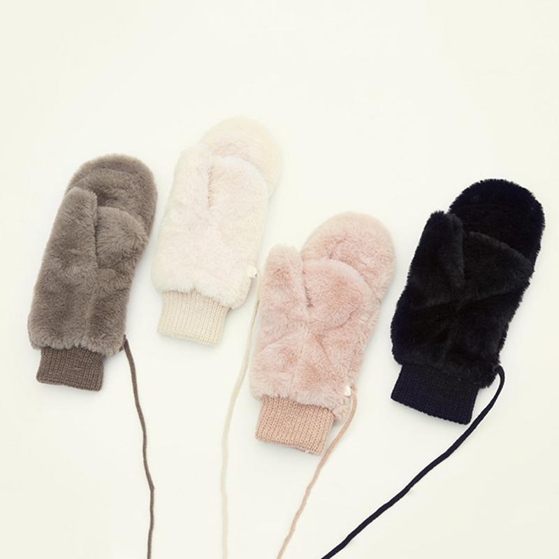 

1Pair New Design Solid Color Winter Gloves For Women Ladies Girls Thick Warm Outdoor Gloves Mittens Female Plus Plush Mittens
