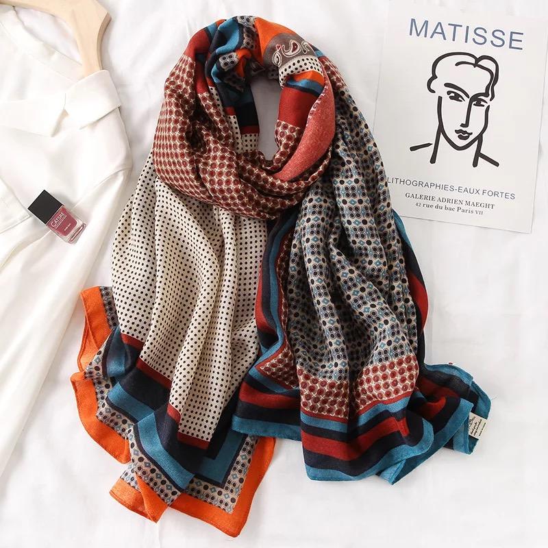 

Beach Towel Summer Sunscreen Shawl 2020 New Style Cotton Linen Scarf Women chiffon hijab silk scarves