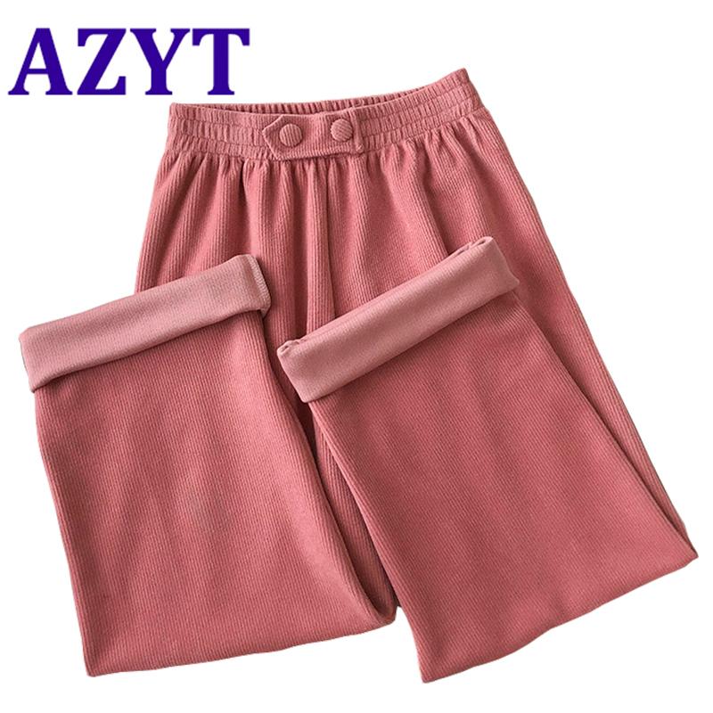 

AZYT 2021 Spring New Corduroy Casual Pant's Women Korean Loose High Waist Straight Trousers Female Solid Color Streetwear Pants, Beige