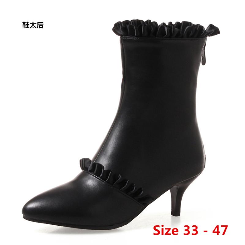

Sexy Boots Woman Med High Heel Boots High Heels For Women Shoes Spring Autumn Ankle Booties Female Small Big Size 33 - 47, Pink