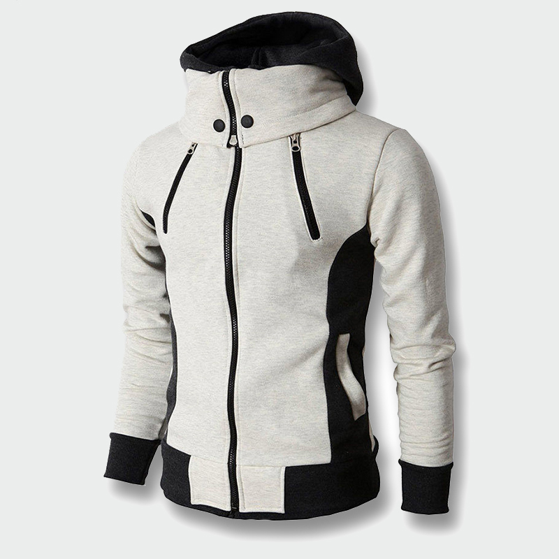 

Autumn And Winter of the New Men With Hoods Zipper Gulp High Shirt Sportswear Sweaty Sweater Casual Mode Wild Clothing, Light grey