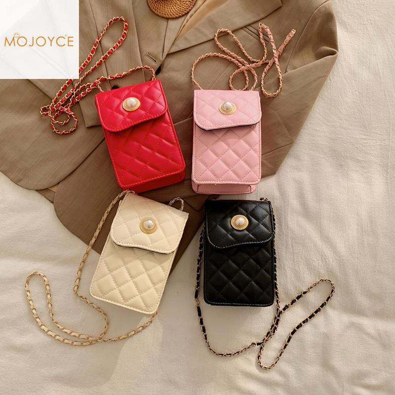 

PU Leather Shoulder Bags Girls Mini Solid Square Crossbody Bags Casual Women Rhombic Embroidery Phone Money Pouch, Black