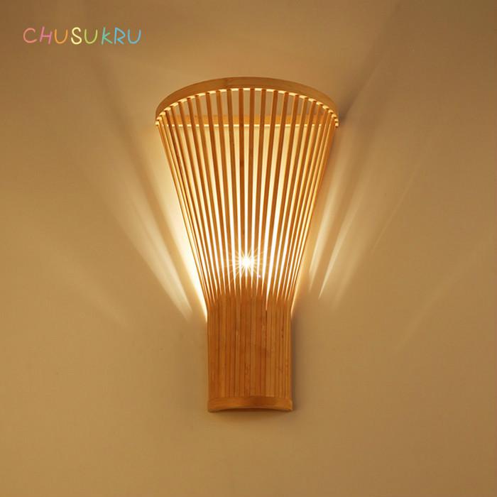 

New Chinese Living Room Lamp Modern Simple Bamboo Wall Lamp Creative Hand-woven Bamboo Wall