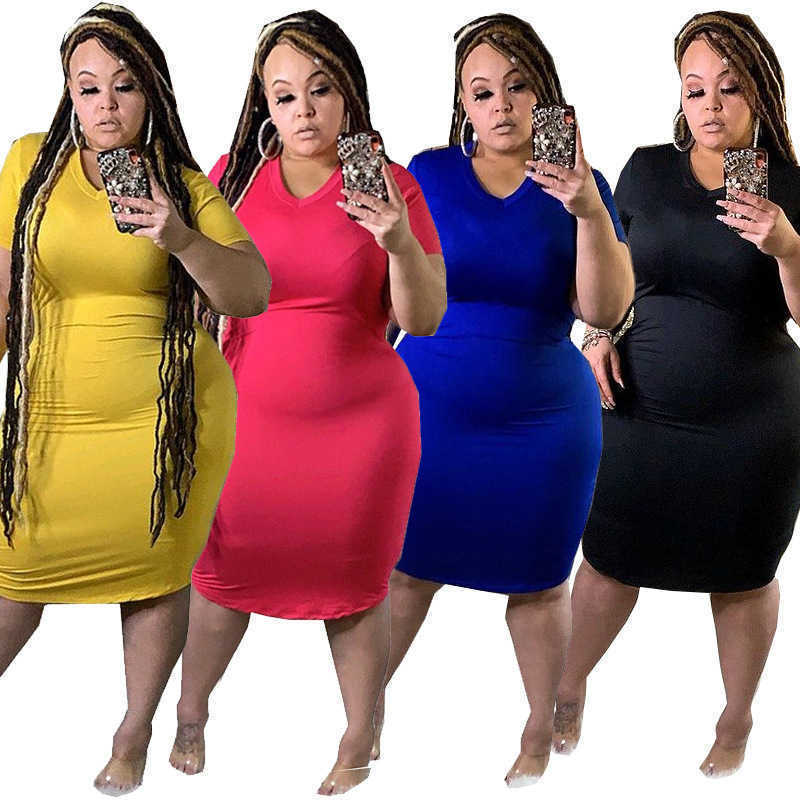 

Women Plus Size Dress Designers Clothes 2022 Casual Summer V-neck Large Midi Dresses -XXXXXL, Mix colours or leave a message