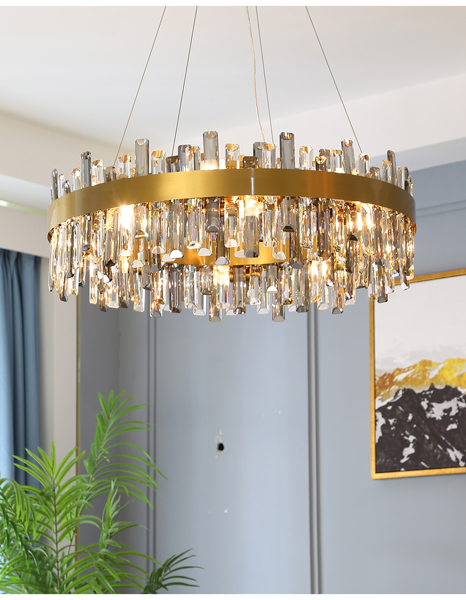 

Luxury modern lamp chandelier lighting for living room round gold crystal diningroom bedroom led cristal light fixtures