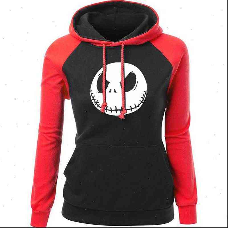Womens Hoodies 2021 Slim Winter Autumn Streetwear Harajuku Sweatshrit Fashion Pumpkin King Jack Skellington Evil Smile Print