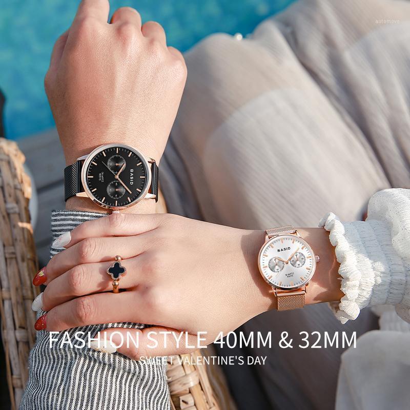 

BASID Women's Wristwatch Man Watches 2020 Modern Waterproof Relogio Ladies Gift to Girlfriend Top1, Couple black gold