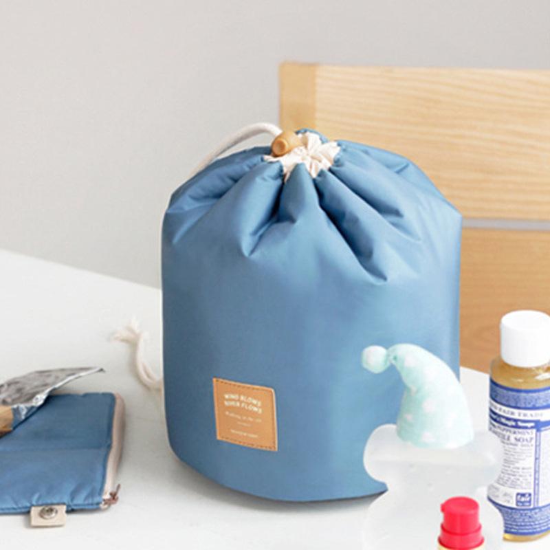 

1 PCS Ladies portable personal hygiene travel cosmetic bag round nylon cosmetic storage bag drawstring, Pink