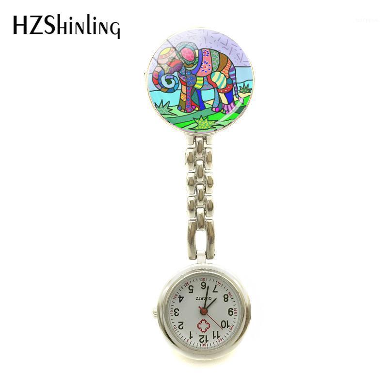 

2020 New Colorful Art Elephant Nurses Watch Animal Paintings Watches Glass Handmade Jewelry Round Watch Clip-on1