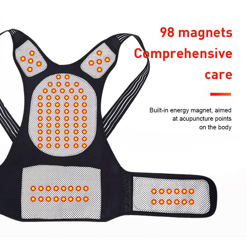 

Back Support Tourmaline Self-heating Brace Belt Posture Corrector Spine Pain Relief Vest Shoulder Lumbar Correction, Black