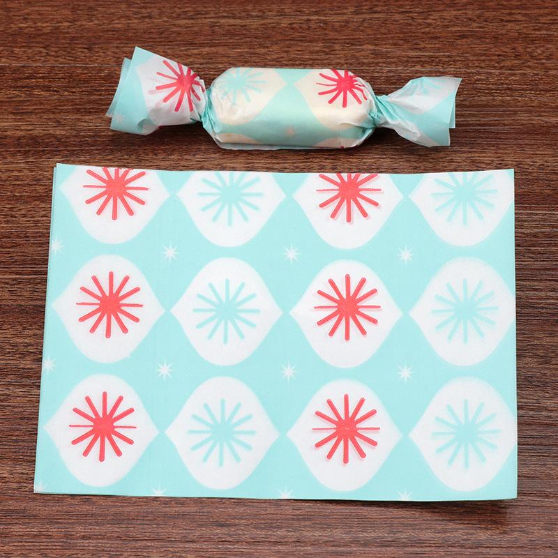 

500pcs/lot Cute Crossing Red Blue Lines Party Nougat Wrap Paper Star Retro Baptism Sugar Packaging Candy Gift Twisting Wax Paper