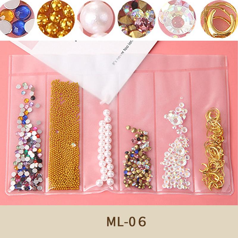 

1 Pack Golden Nail Art Decorations 3D Metal Frame Mixed Beads Colorful Nail Chain DIY Manicure Accessories