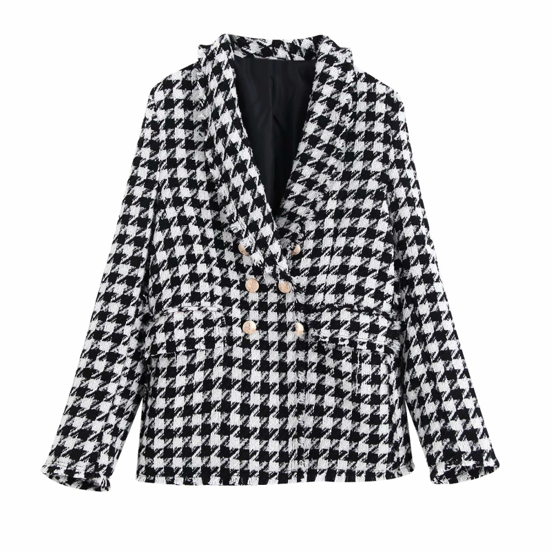 

2021 New Fashion Houndstooth Women's Jackets Casual Autumn Button-fly Loose Ladies Jacket Pockets Fancy Coat SLDP, Games