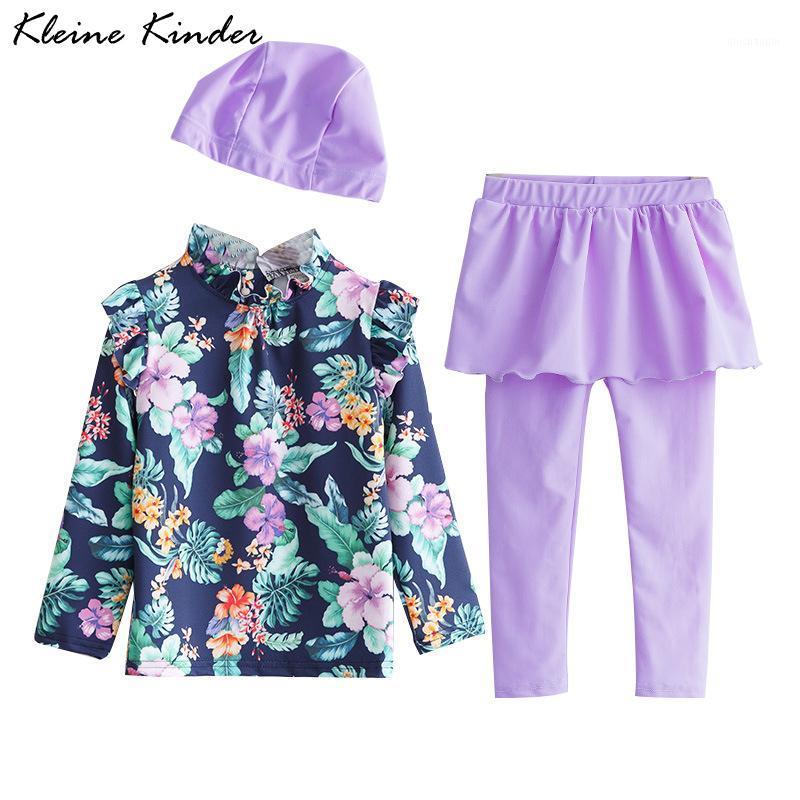 

Swimming Suit for Girls Sun Protection Long Sleeve Rashguard + Skirted Leggings Floral Children's Swimwear Girl Child Swimsuits1